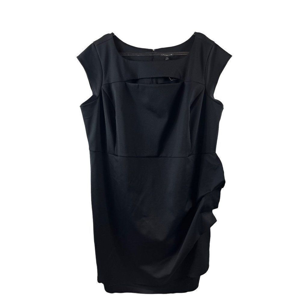 Lane Bryant Scuba Front Cut Out Side Ruched Cocktail Mini Dress Size 28 Black
